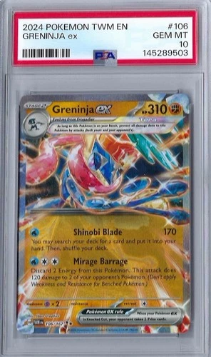 2024 Pokemon Greninja ex 106/167 Sv06: Twilight Masquerade Holo PSA 10