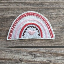 Adorable Tiny Pink Red Rainbow Cute Hippy Iron On Patch