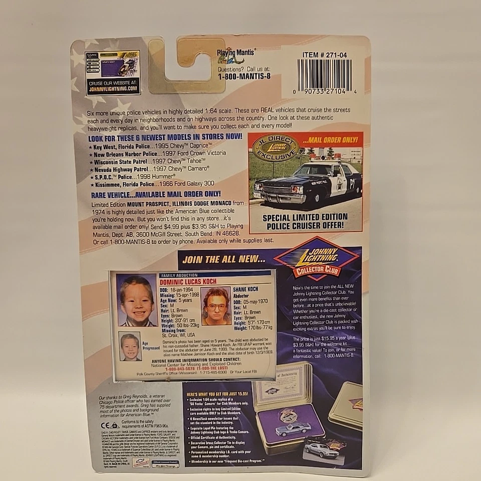 Johnny Lightning American Blue Wisconsin State Patrol 97 Chevy Tahoe 1:64 Scale - Image 3 of 4