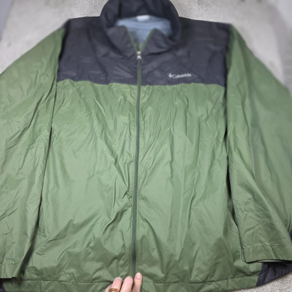 Columbia Glennaker Lake Rain Jacket Mens 4X Green Black Full Zip Hiking Comfort - Image 2 of 4
