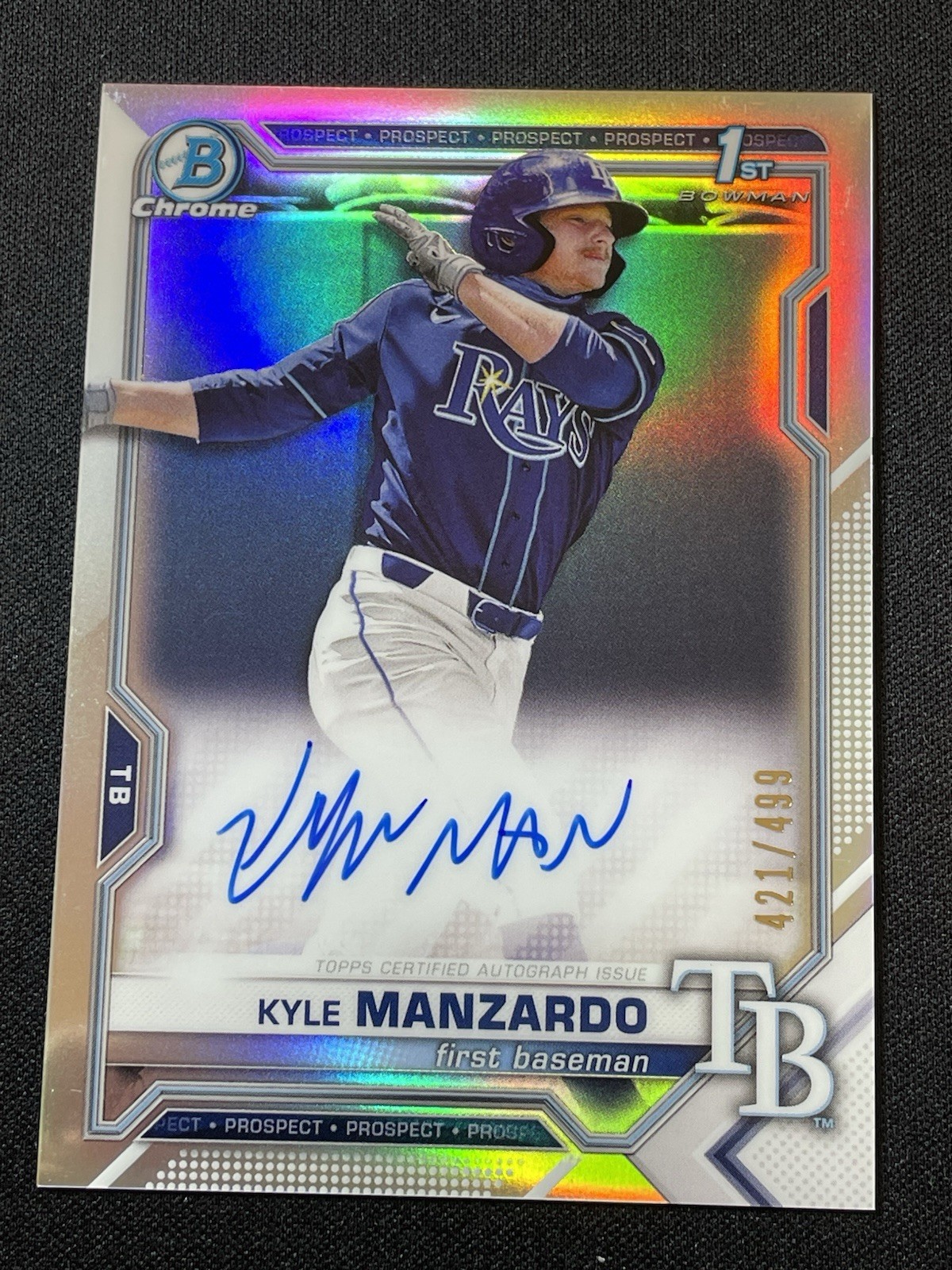 2021 BOWMAN CHROME DRAFT CDA-KM KYLE MANZARDO AUTO REFRACTOR /499
