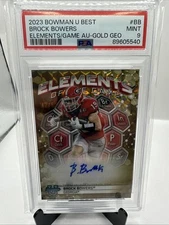 BROCK BOWERS 2023 Bowman U Best Elements Of The Game Auto Gold Geometric/50 PSA9