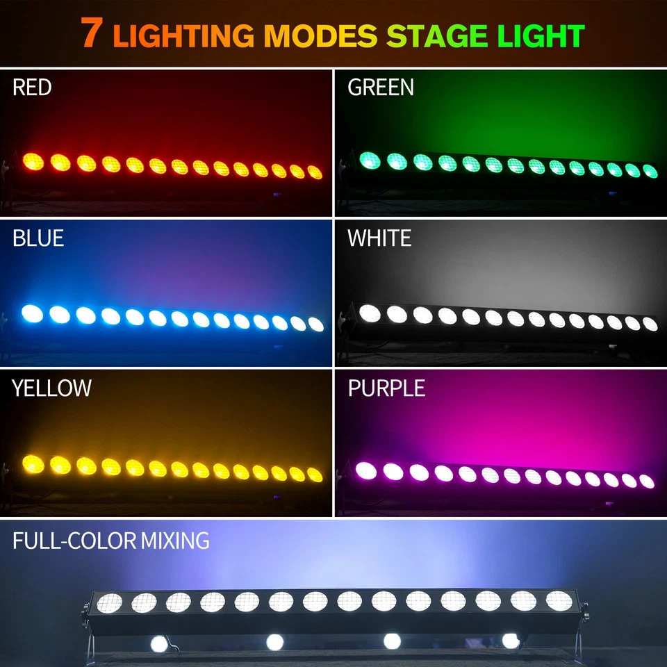 14LED COB Strobe Wall Wash Light Stage Effect Beam Lights RGBW DMX DJ Lighting - Image 4 of 4