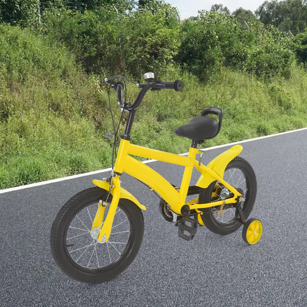 Kids Bike 14 inch Children Bicycle for Boys Girls Beginner- Yellow