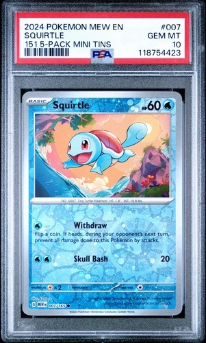 Pokemon TCG Scarlet Violet 151 Mini Tins #007 Squirtle Reverse Cosmos PSA 10