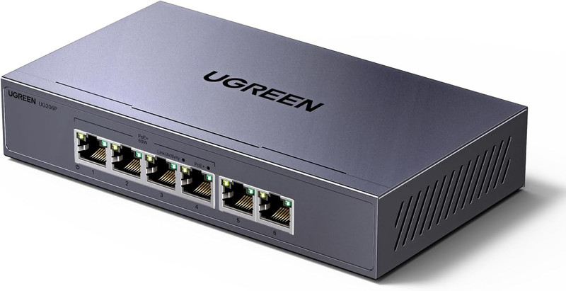 POE Switch 6 Port Gigabit Network Switch, 4 Poe+ Ports & 2 Gigabit Ports Etherne