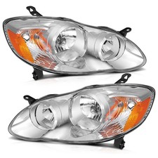 For 2003-2008 Toyota Corolla Chrome Housing Headlamps Headlights Assembly Pair