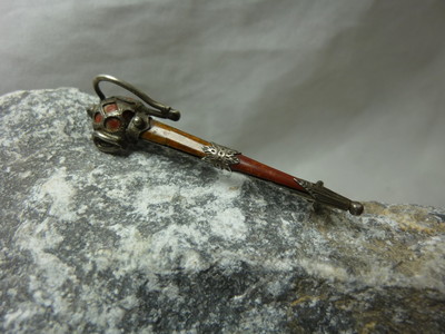 Vintage Brosche 925 Silber & Holz Form Degen Joseph Cook & Son Birmingham brooch