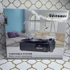 Udreamer Bluetooth Vinyl Record Player with USB Digital FM Radio