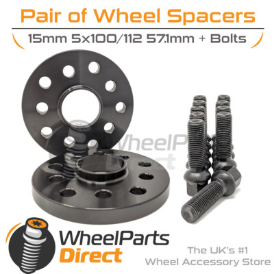 Wheel Spacers (2) & Bolts 15mm for Audi TT Mk1 [8N] 98-06 On Original