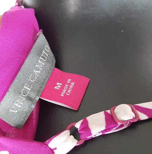 Vince Camuto Sz M Dress Hawaiian Spaghetti Strap Razorback Pink White Floral - Picture 6 of 8