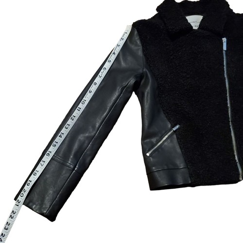 Habitual Girl Black Vegan Leather Sherpa Shearling Biker Moto Jacket Girls 12 - Picture 11 of 11