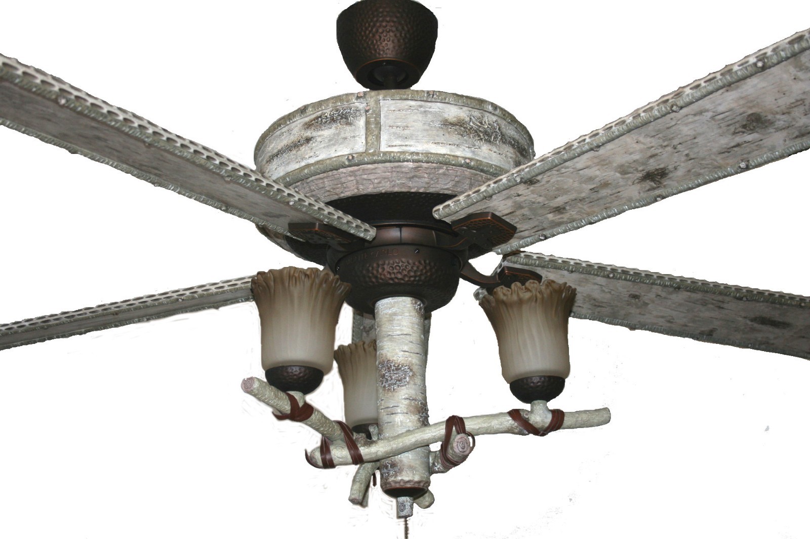 Monte Carlo 66 Birch Meadow Ceiling Fan And Light Kit Rustic