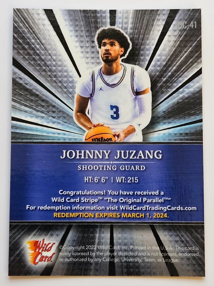 2021-22 Wild Card Alumination 50 Stripe Johnny Juzang #ABC-41 - Image 2 of 2