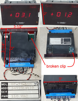 TRIPLETT AMPERES Digital Panel Meter, INPUT 110AC, 0-25ADC.DT73100.(broken clip)