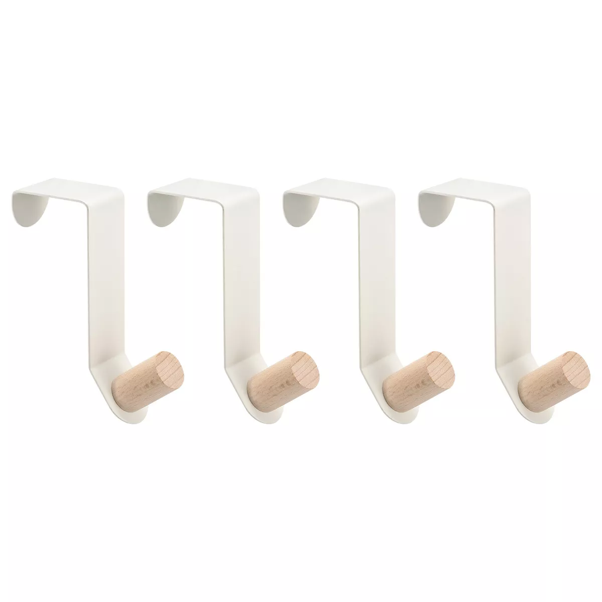 Over the Door Hooks, 4pcs - Door Hanger Hook, Hooks for Hanging Clothes  (White)