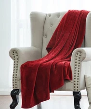 BURGUNDY SOLID VERSATILE SUPER SOFT WARM MICROPLUSH SMALL THROW BLANKET 