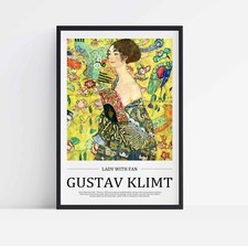 Gustav Klimt Dame mit Ventilator gestreckte Leinwand oder ungerahmter Posterdruck Wandkunst