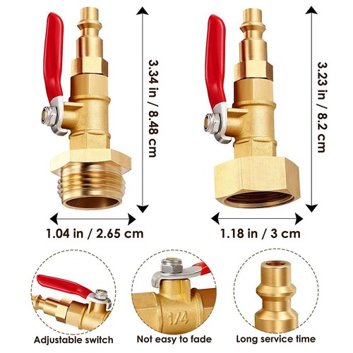 RV Winterize Ausblasadapter Ventil 1/4" 3/4" Stecker Schnellkupplung innen außen - Bild 4 von 15