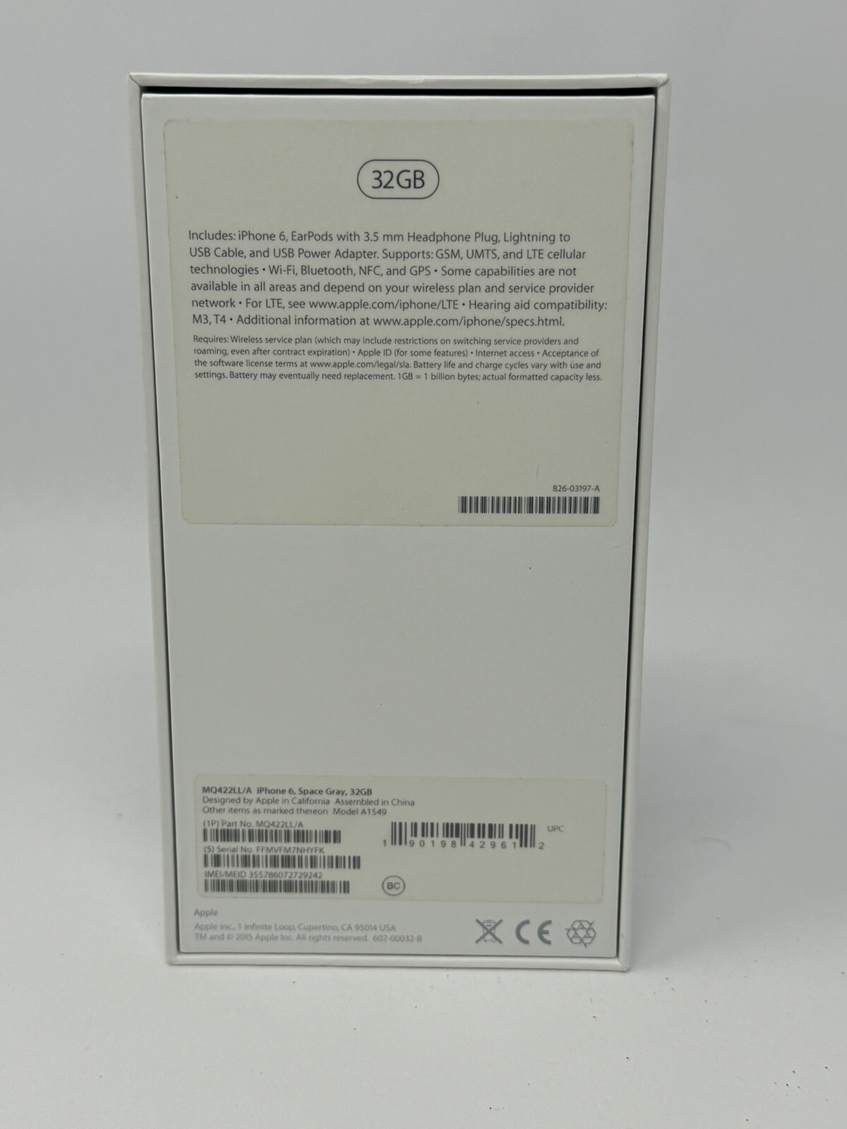 Apple iPhone 6 Space Grey 32GB Retail Box Only No Phone