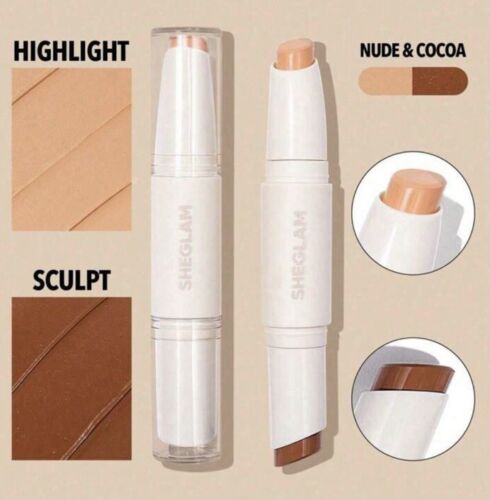 Sheglam Colour & Sculpt Dual-Ended Contour & Highlighter Stick - Nude & Cocoa - Picture 1 of 3