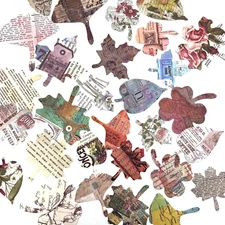 Collage Leaf Stickers Junk journal Scrapbooking Cardmaking
