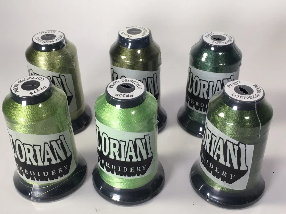 New SIX Shades Of Green Floriani Polyester Embroidery Thread Lot - Image 3 of 4