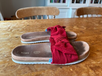 Flip Flops Red Bow Sliders Striped Sliders With Signature Branding