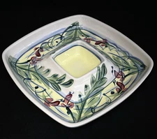 Gail Pittman Pottery MAYPOP Pattern Square dip and Chip Serving Tray 11.5" 1997