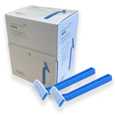 Medi-Inn 100 Disposable Single Blade Body Razors + Comb Bulk in Dispenser Box