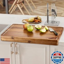 TIDITA Acacia Wood Cutting Board and Chopping Board with Handle for Meat, Che