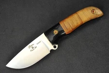 Busse Elmax Lil Smokey .10" Satin Blade, Black G10 G-rexed Straight Grain Oak