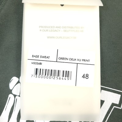 $380 OUR LEGACY Base Deja Vu Print Sweatshirt in Green Mens