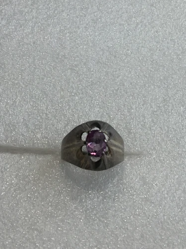 Rings Amethyst 875 Russian Soviet Silver Amethyst (lab) vintage USSR