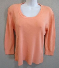 VTG Joseph A. Sweater Size XL Peach Flat Knit Pullover 3/4 Sleeve