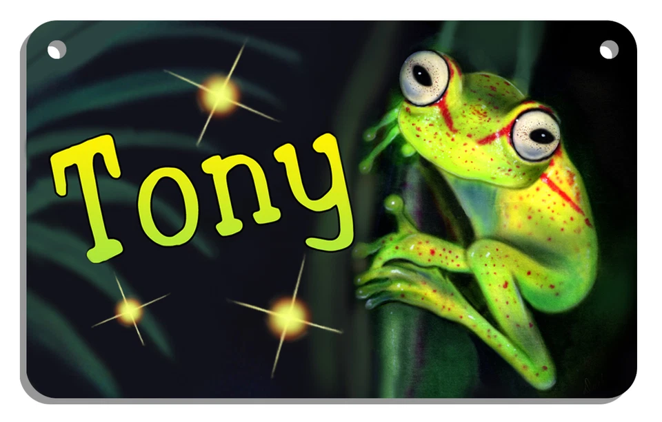 Frog Bicycle License Plate Personalize Name Colors Size 2.75" x 4.5" Boys Girls - Image 2 of 2