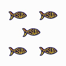 Jesus Fish Patches (5-Pack)  Religious Iron On Patch