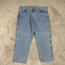 Wrangler Jeans Mens 38 Blue Cowboy Made In USA Light Denim Premium Tag 40x30