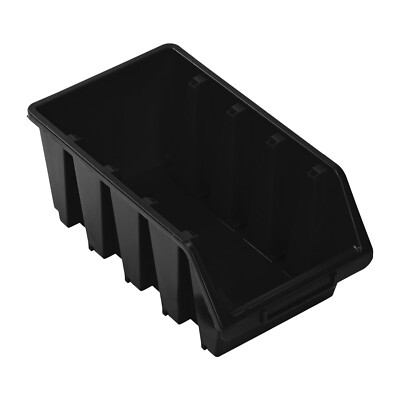 Botle 10er-Set Sortierboxen – 21,5x11,5x7,5 Cm, PP-Kunststoff, Stapelbar, Mit Etikettenhalter, Schwarz, Für Werkstatt, Keller, Garage & Büro
