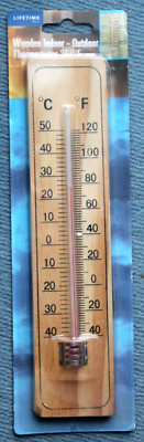 1 Thermometer 22 x 5 cm Holz Aussen und Innenthermometer