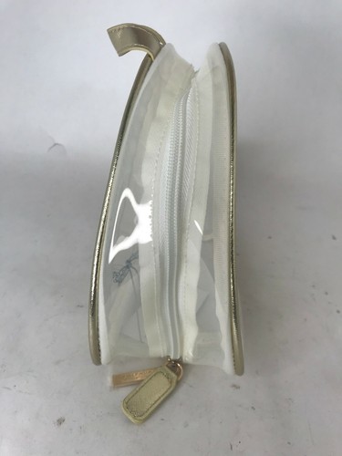 Nordstrom Beauty Borsa Trucco Donna Triangolare Trasparente Oro Bordo Metallizzato Nuova Etichetta - Foto 5 di 12
