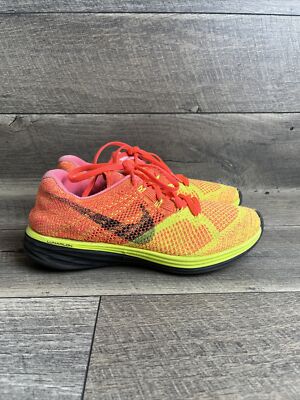 Nike Flyknit Lunar Racer One Hot Lava Pink Volt Orange 698181-800 Men's  Size