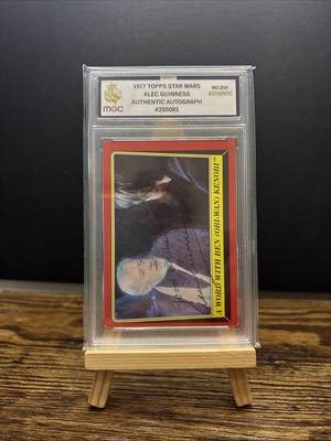 Alec Guinness Autogramm 1977 Topps Star Wars Trading Card