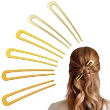 6Pcs Metal French Hair Pins for Women U Shape Sticks 3.9 Inch Vintage Fork fo...