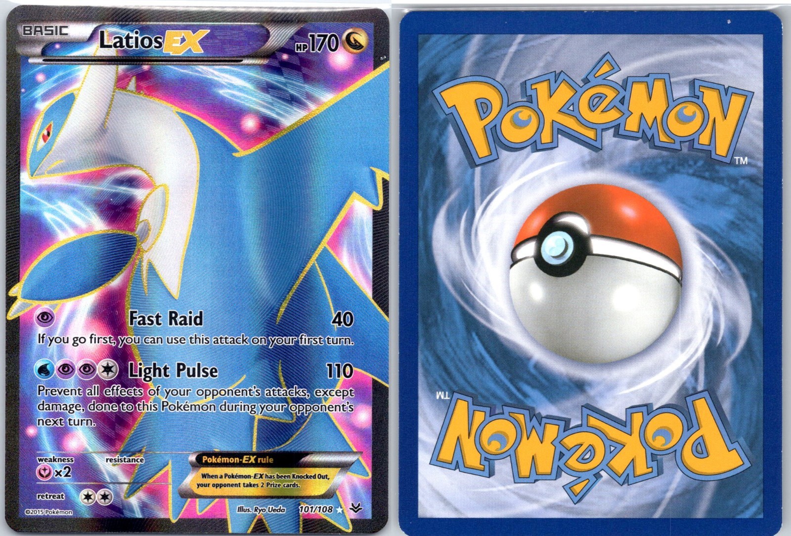 Pokemon TCG Roaring Skies Latios EX Full Art Card 101/108 NM Condition