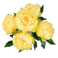 Artificial Peony Silk Flowers Bouquet Home Wedding Decoration () Light Yellow