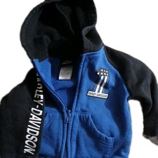 Harley-Davidson Baby Zip Jacket Blue Black Hooded Logo 9/12M