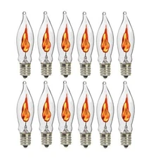 Christmas Flicker Flame Light Bulbs, 12 Pack C7 Crystal Clear Flickering Light B