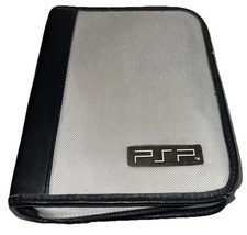 Sony PSP Travel Case Silver/Black Carry Bag Game Disc Accessory Organizer RARE
