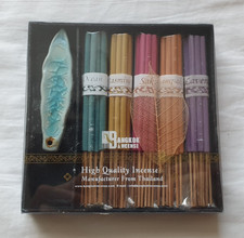Bangkok Incense gift set: 5x sticks (Ocean, Jasmine, etc) &ceramic holder/burner
